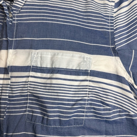Blue and White Striped Casual Button Down Shirt cotton - Picture 9 of 10